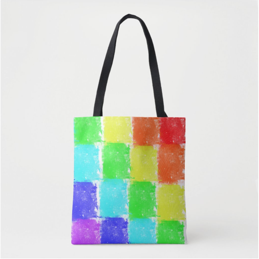 rainbow blocks tote bag