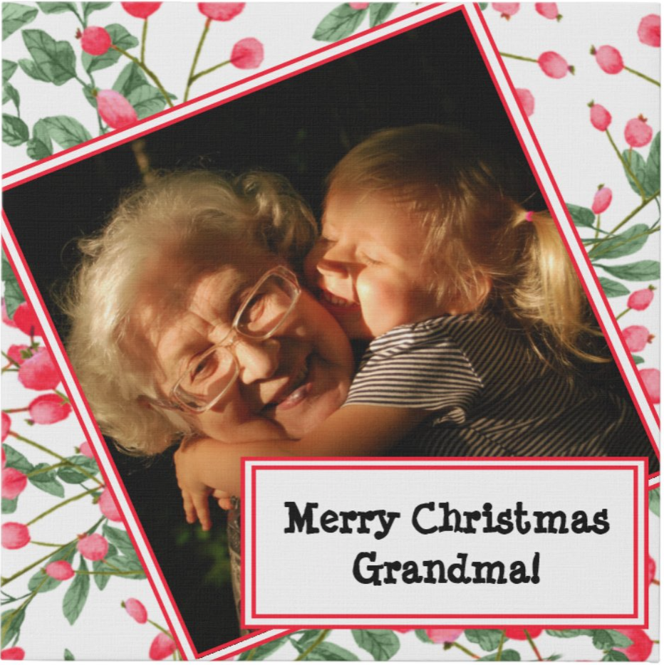 Red Berries Grandma Photo Canvas