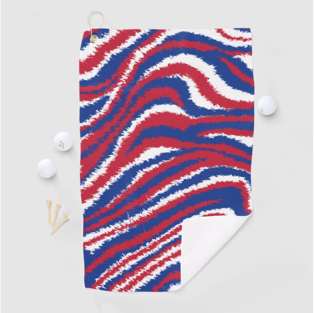 Red White Blue Wave Golf Towel