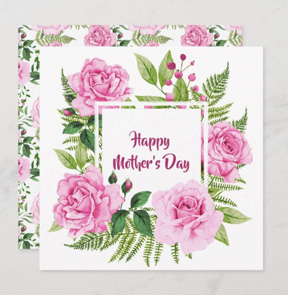 Pink Roses Mothers Day card - Front
