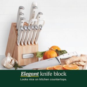 Cuisinart 15-Piece Knife Set with Block, High Carbon Stainless Steel, Forged Triple Rivet, White