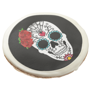 Sugar Skull Red Roses Sugar Cookie