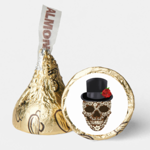 custom made Sugar Skull with top hat Hershey Chocolate Kisses