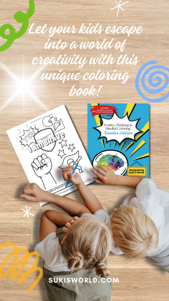 let your kids escape into a world of creativity with this unique coloring book! the Positive Thinking and mindful Coloring Book - Doodles Edition is a must have gift for kids.