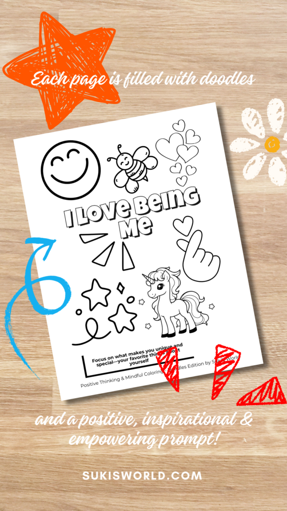 practice mindfulness with each coloring page of Positive Thinking and mindful Coloring Book - Doodles Edition