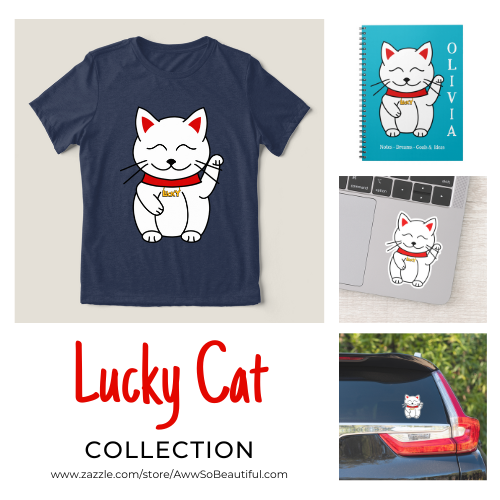 Lucky Cat gifts, decor, and accessories to add a dash of charm and good fortune to your life with our modern Lucky Cat collection. available at www.zazzle.com/store/AwwSoBeautiful.com