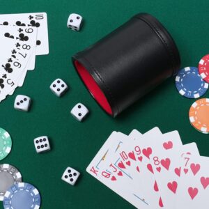 Felt Lined PU Leather Dice Cup Set with 6 Dot Dices