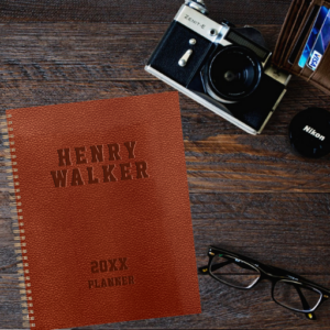 Embossed Brown Leather Planner