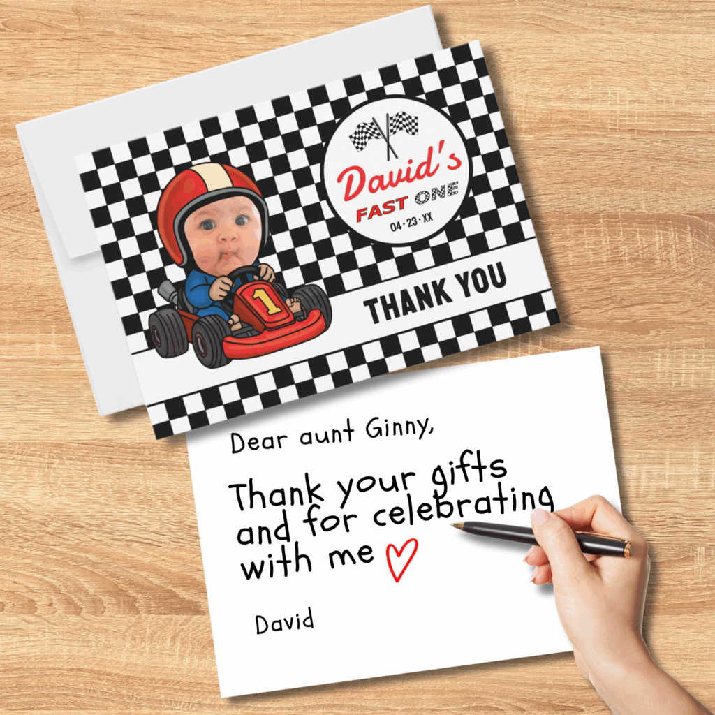 Fast-ONE-Custom-Race-Car-Driver-Thank-You-Card