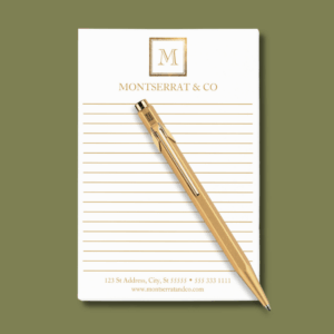 Elegant Gold Monogram Business Logo Square Lined Post-it Notes | Custom Office Stationery