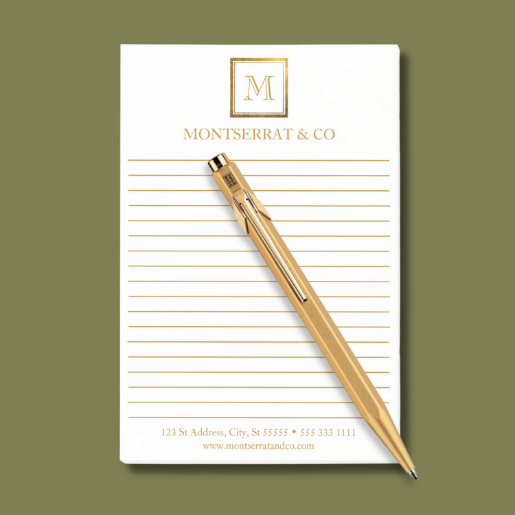 Elegant Gold Monogram Business Logo Square Lined Post-it Notes | Custom Office Stationery