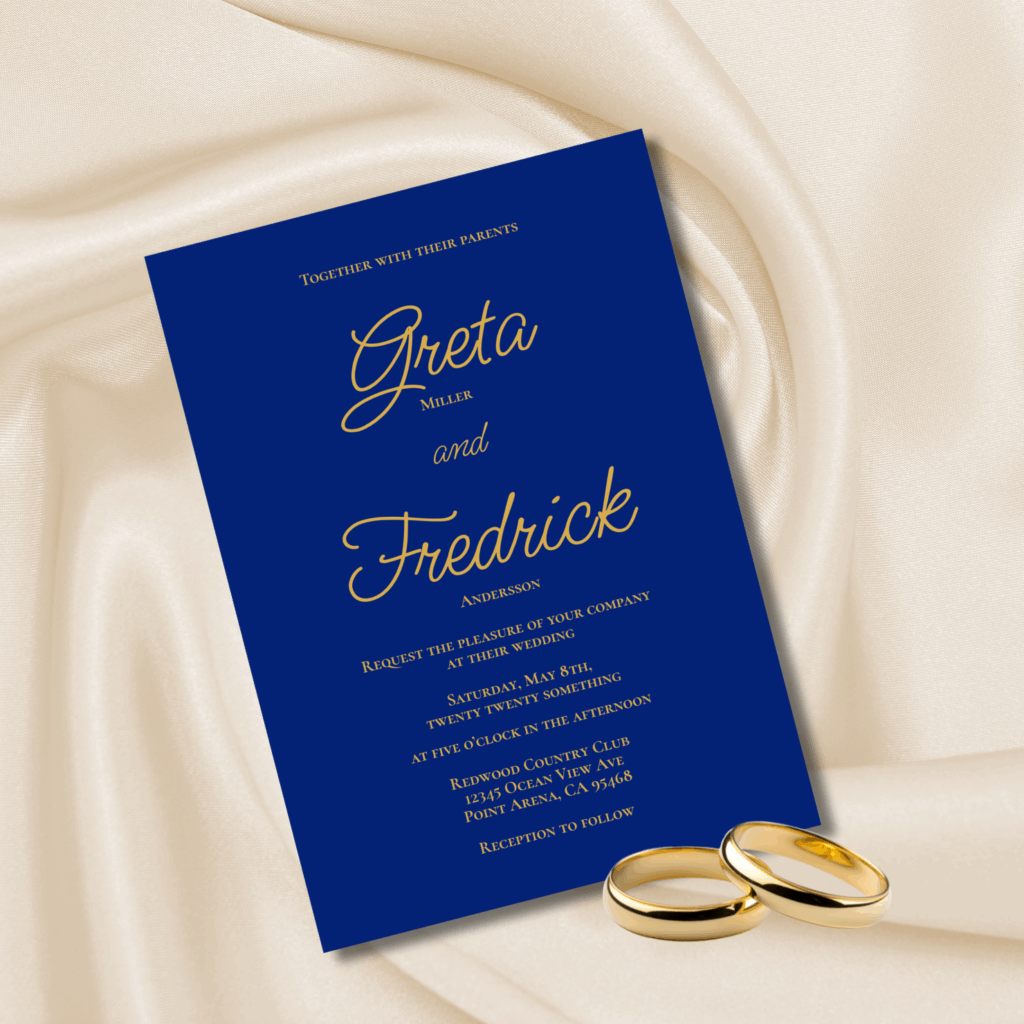 Timeless - Royal Blue  & Gold Wedding Invitation by SukisWorkshop Zazzle designer