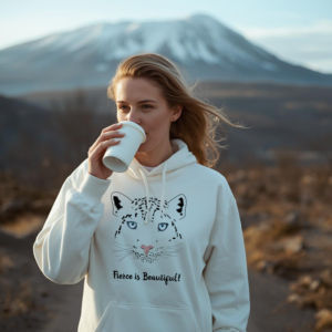 Snow Leopard "Fierce is Beautiful" - Hoodie