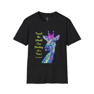 Colorful Giraffe Art T-Shirt — 'Travel the World, One Painting at a Time'
