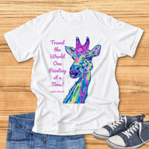 Giraffe Watercolor Tee — "Travel the World One Painting at a Time"